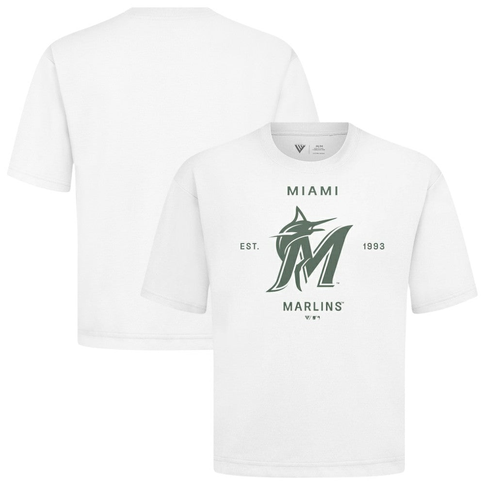 Miami Marlins Levelwear Crossway Oversized Luxe Signature Knit T-Shirt - MLB T-shirts