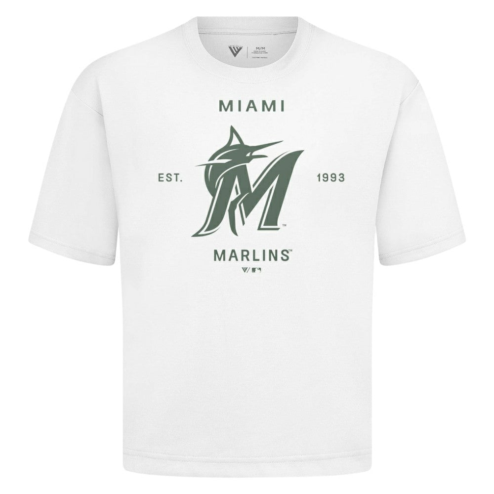 Miami Marlins Levelwear Crossway Oversized Luxe Signature Knit T-Shirt - MLB T-shirts