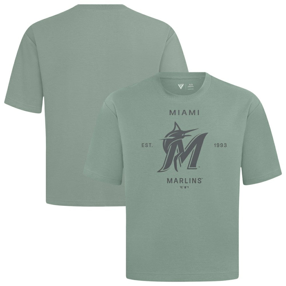Miami Marlins Levelwear Crossway Oversized Luxe Signature Knit T-Shirt - MLB T-shirts