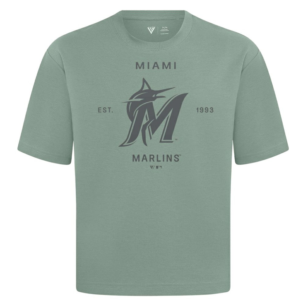 Miami Marlins Levelwear Crossway Oversized Luxe Signature Knit T-Shirt - MLB T-shirts