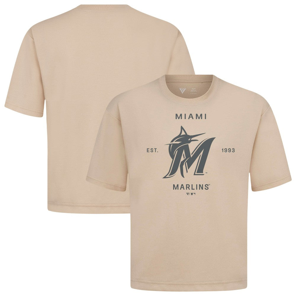 Miami Marlins Levelwear Crossway Oversized Luxe Signature Knit T-Shirt - MLB T-shirts