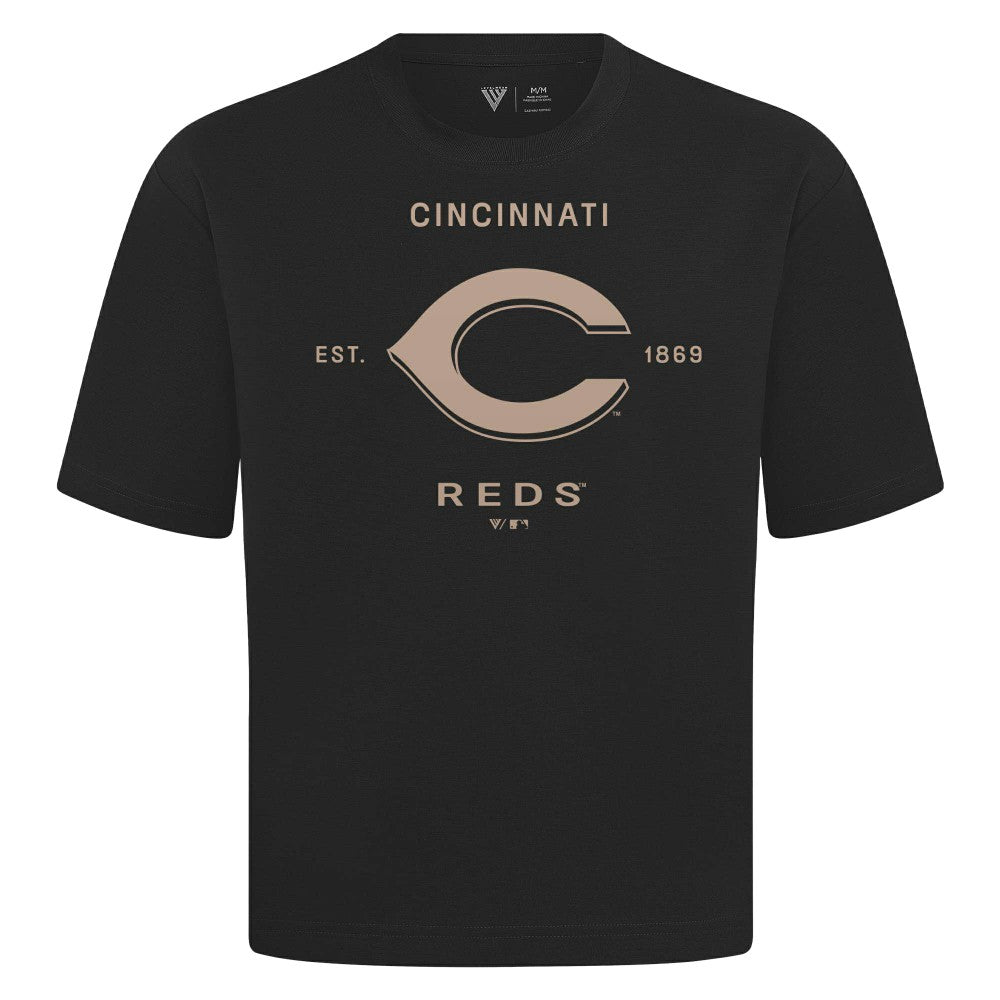 Cincinnati Reds Levelwear Crossway Oversized Luxe Signature Knit T-Shirt - MLB T-shirts