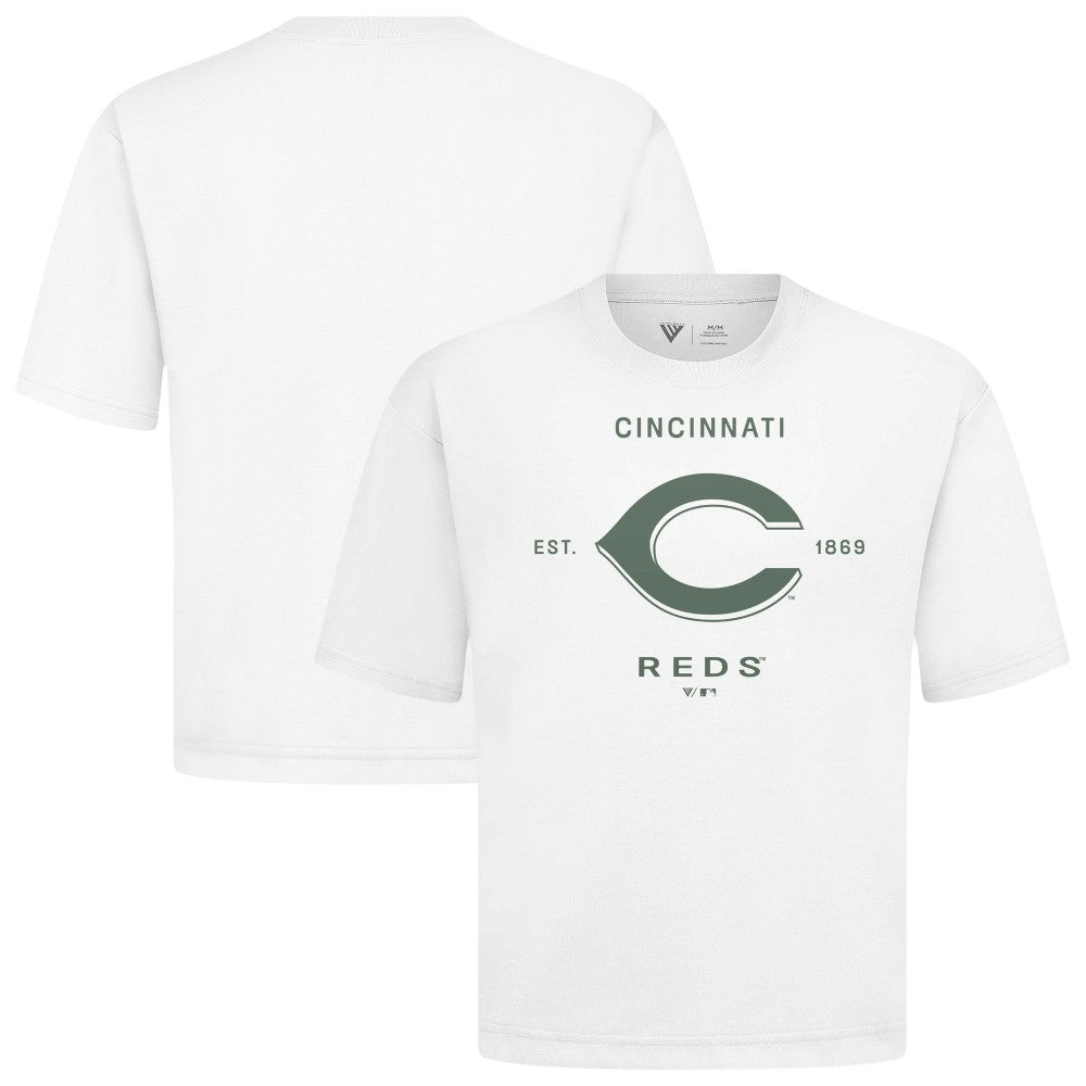 Cincinnati Reds Levelwear Crossway Oversized Luxe Signature Knit T-Shirt - MLB T-shirts