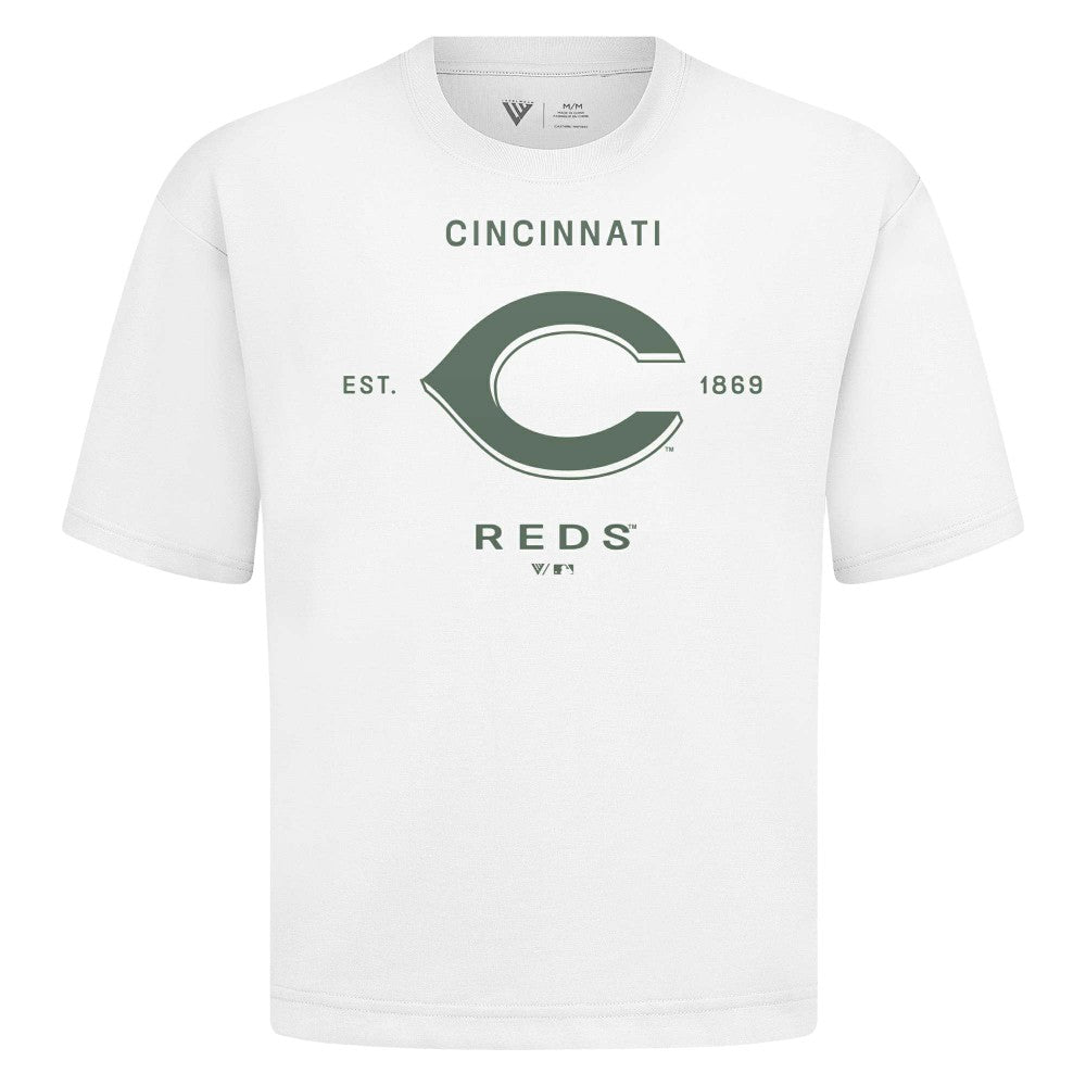 Cincinnati Reds Levelwear Crossway Oversized Luxe Signature Knit T-Shirt - MLB T-shirts