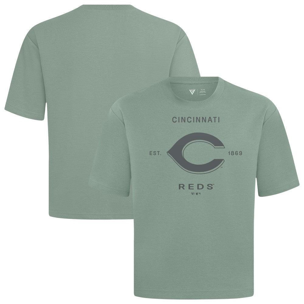 Cincinnati Reds Levelwear Crossway Oversized Luxe Signature Knit T-Shirt - MLB T-shirts