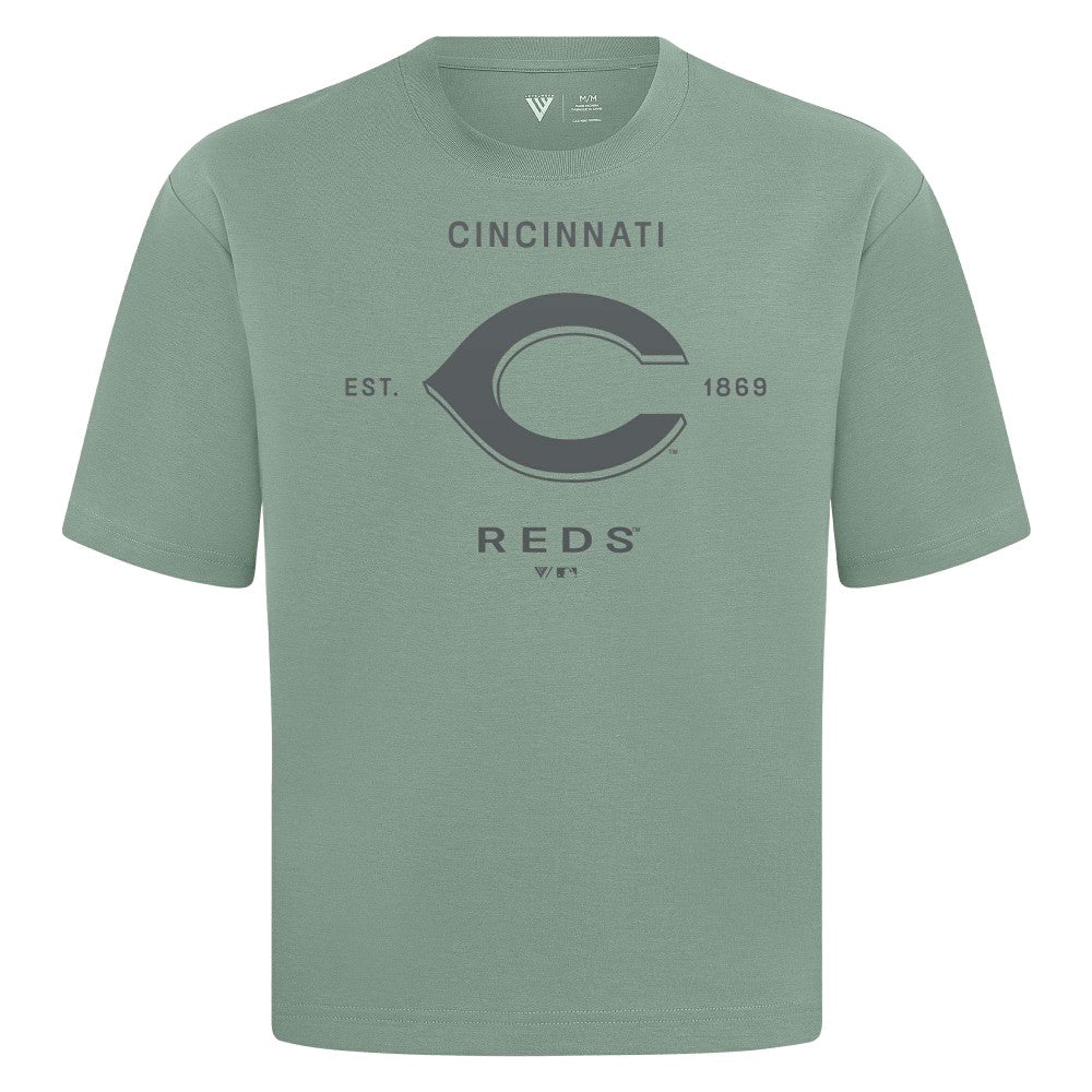 Cincinnati Reds Levelwear Crossway Oversized Luxe Signature Knit T-Shirt - MLB T-shirts