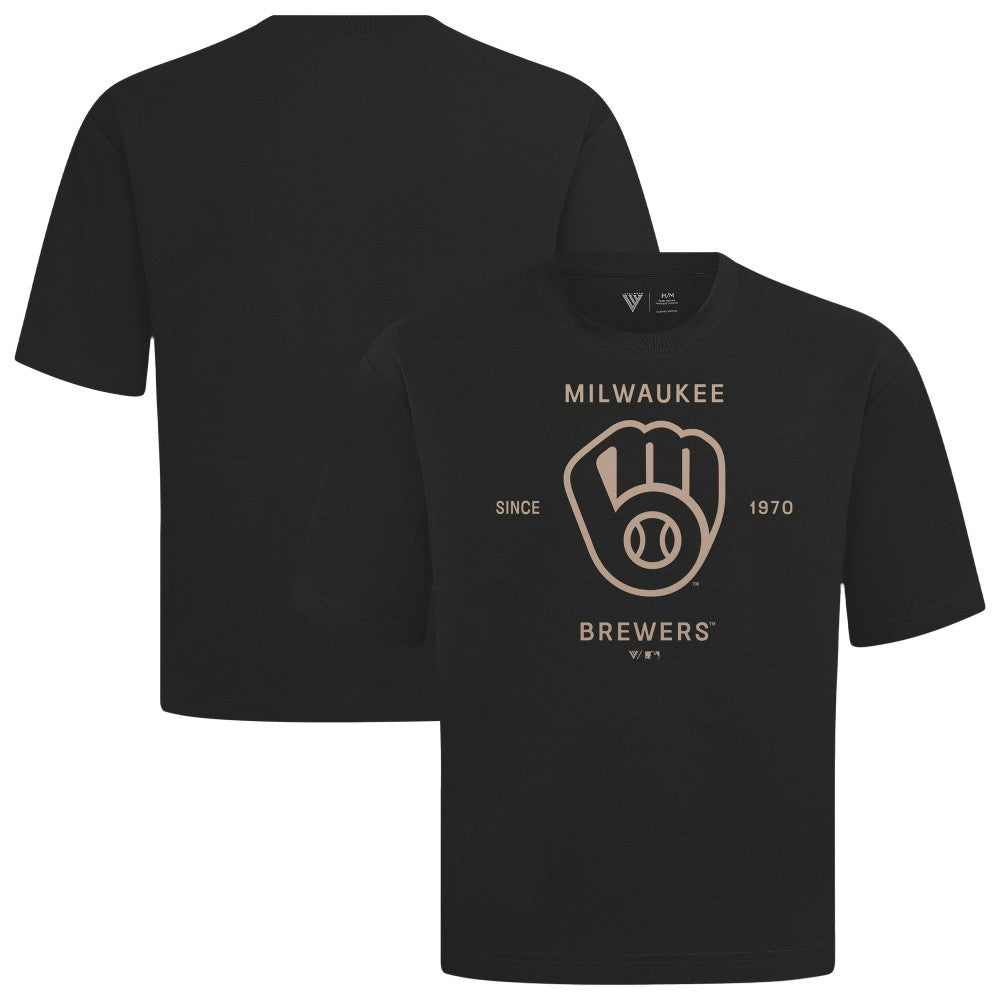 Milwaukee Brewers Levelwear Crossway Oversized Luxe Signature Knit T-Shirt - MLB T-shirts
