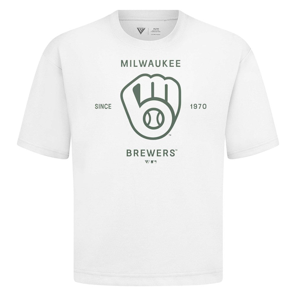 Milwaukee Brewers Levelwear Crossway Oversized Luxe Signature Knit T-Shirt - MLB T-shirts