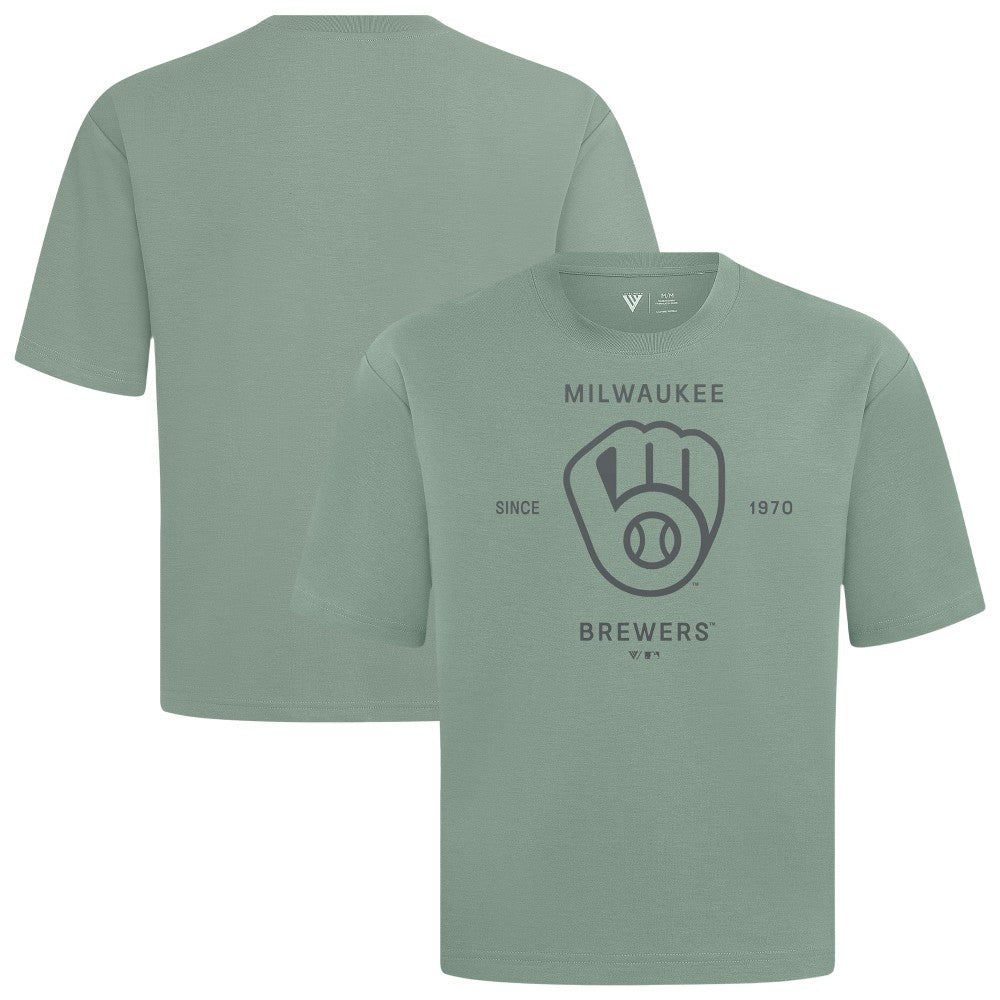 Milwaukee Brewers Levelwear Crossway Oversized Luxe Signature Knit T-Shirt - MLB T-shirts