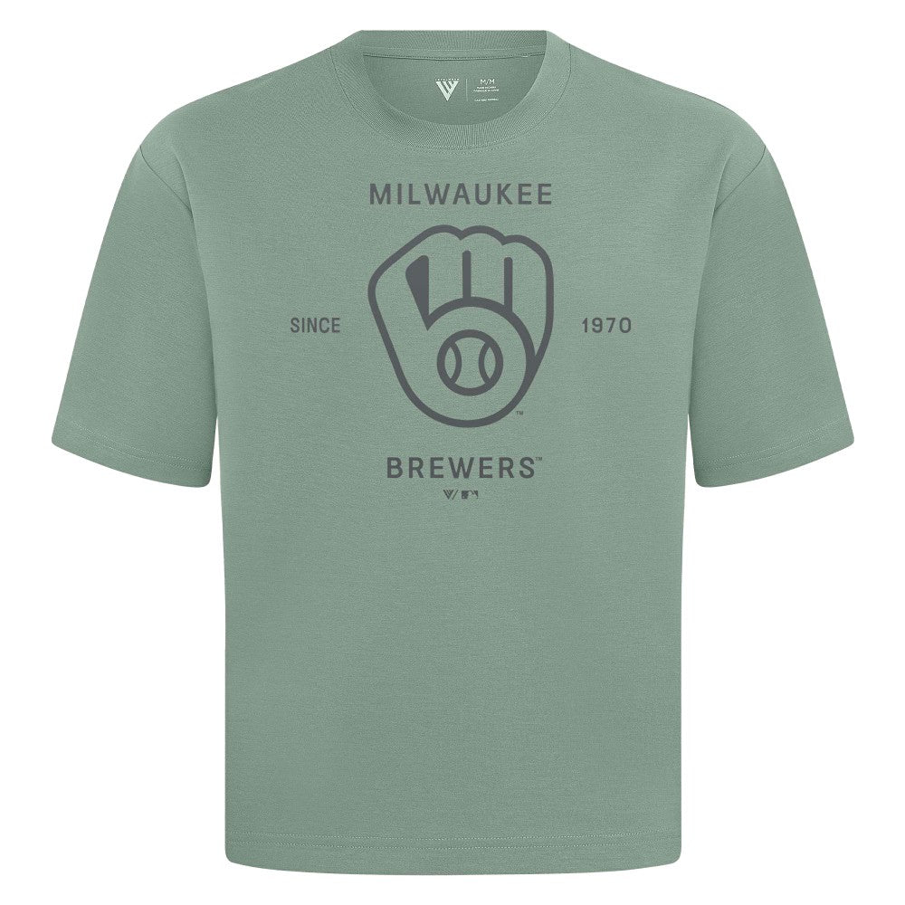 Milwaukee Brewers Levelwear Crossway Oversized Luxe Signature Knit T-Shirt - MLB T-shirts
