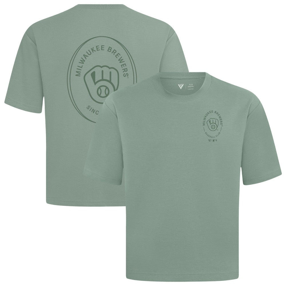Milwaukee Brewers Levelwear Signet Oversized Luxe Signature Knit T-Shirt - MLB T-shirts