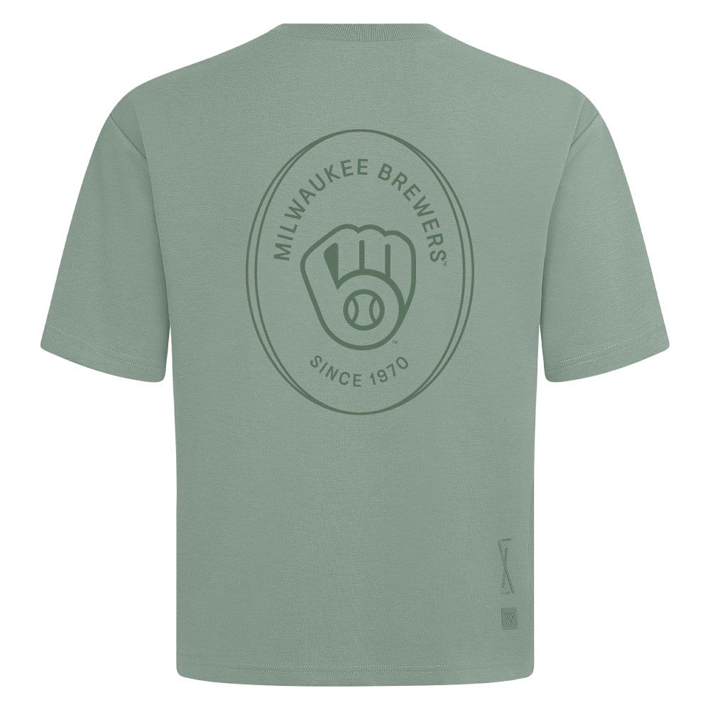 Milwaukee Brewers Levelwear Signet Oversized Luxe Signature Knit T-Shirt - MLB T-shirts