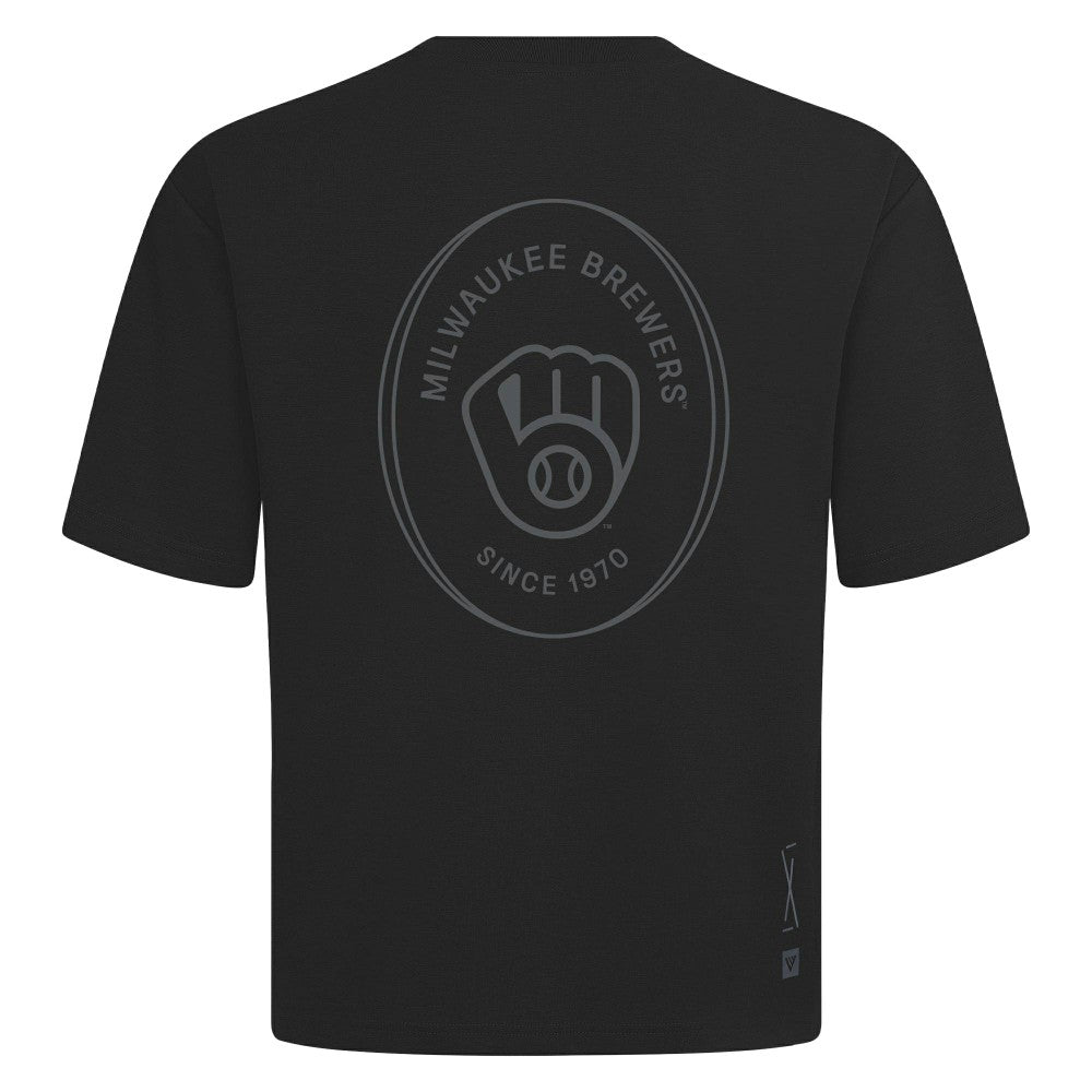 Milwaukee Brewers Levelwear Signet Oversized Luxe Signature Knit T-Shirt - MLB T-shirts