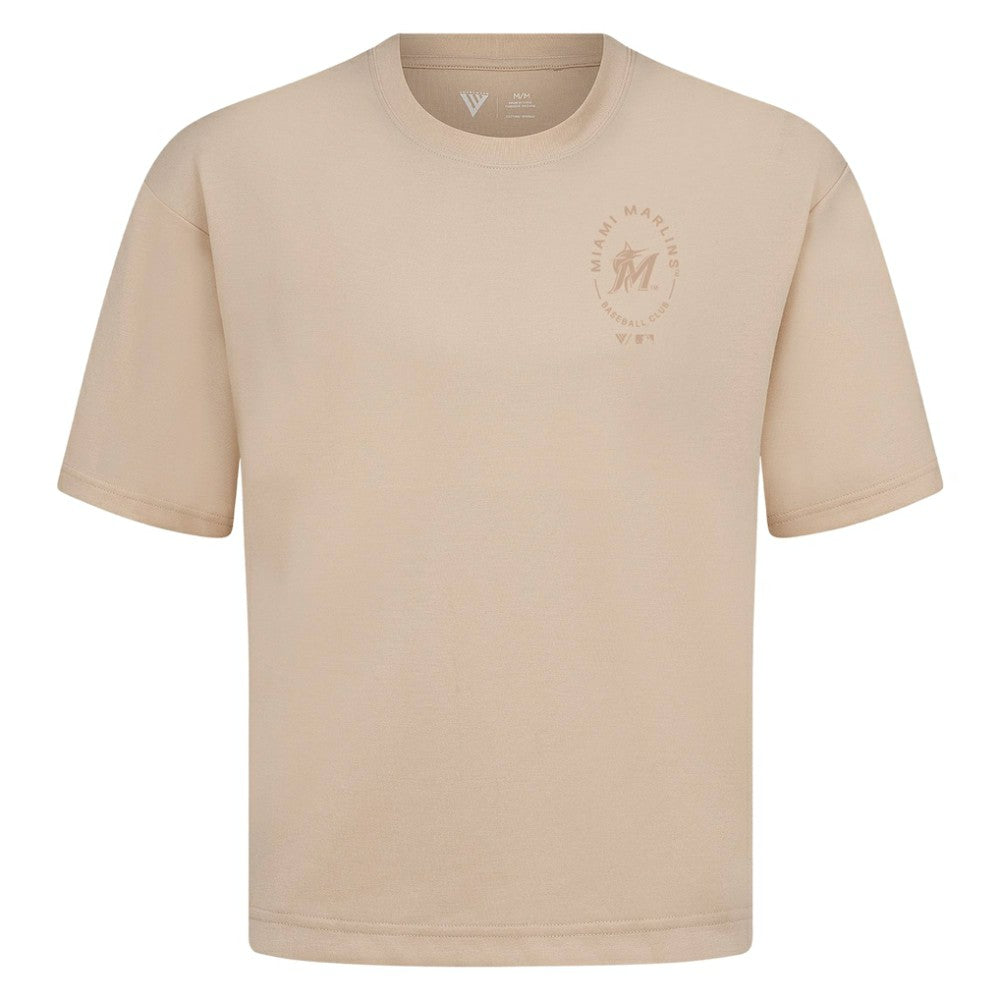 Miami Marlins Levelwear Signet Oversized Luxe Signature Knit T-Shirt - MLB T-shirts