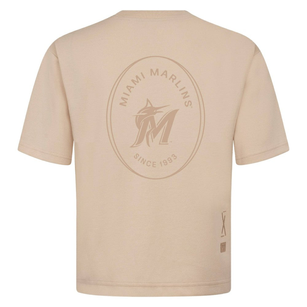 Miami Marlins Levelwear Signet Oversized Luxe Signature Knit T-Shirt - MLB T-shirts