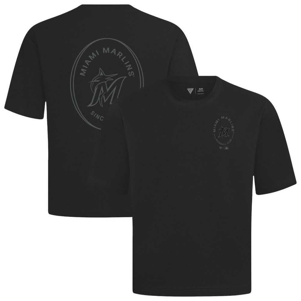 Miami Marlins Levelwear Signet Oversized Luxe Signature Knit T-Shirt - MLB T-shirts