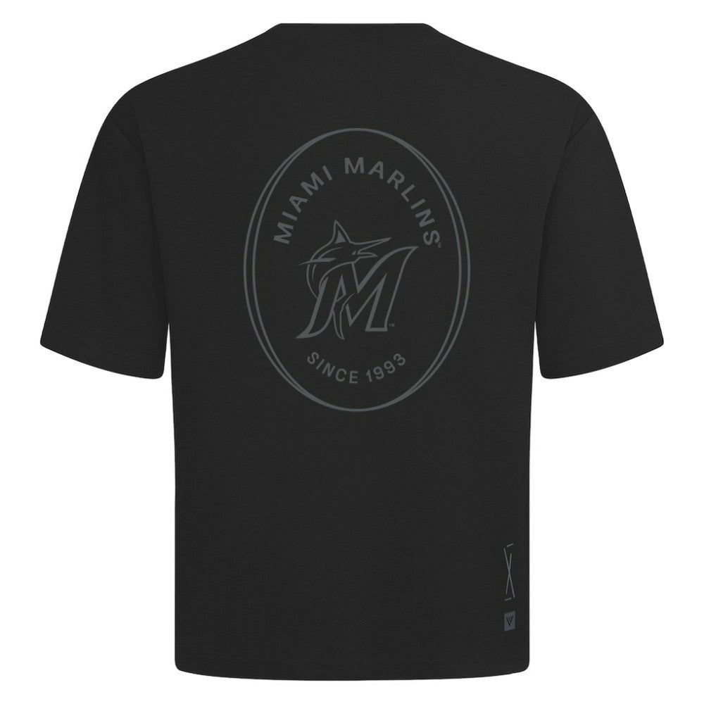 Miami Marlins Levelwear Signet Oversized Luxe Signature Knit T-Shirt - MLB T-shirts