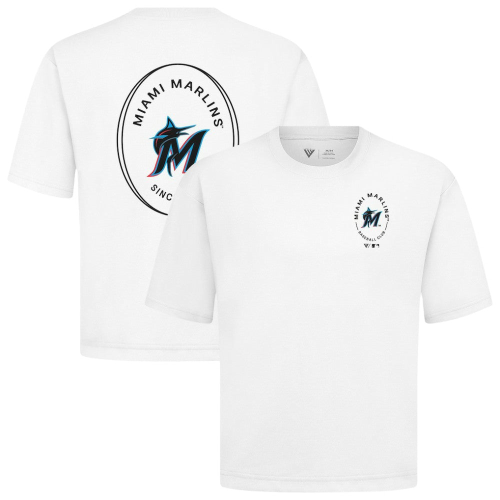 Miami Marlins Levelwear Signet Oversized Luxe Signature Knit T-Shirt - MLB T-shirts