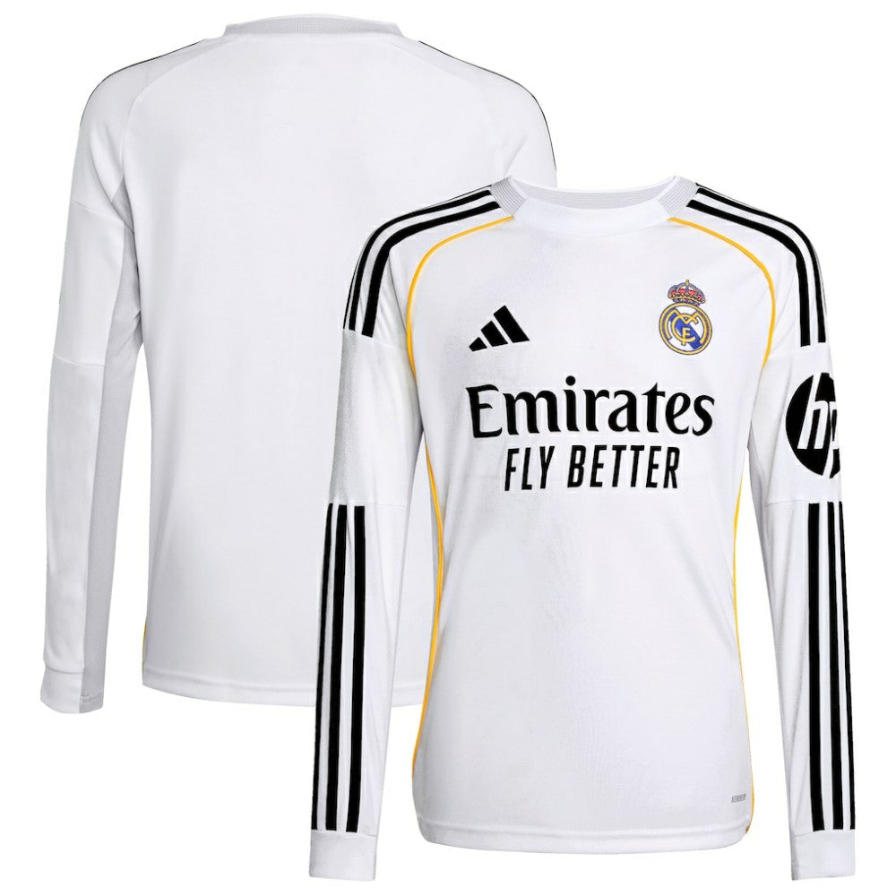 Real Madrid Youth 2025/26 Home Replica Long Sleeve Jersey