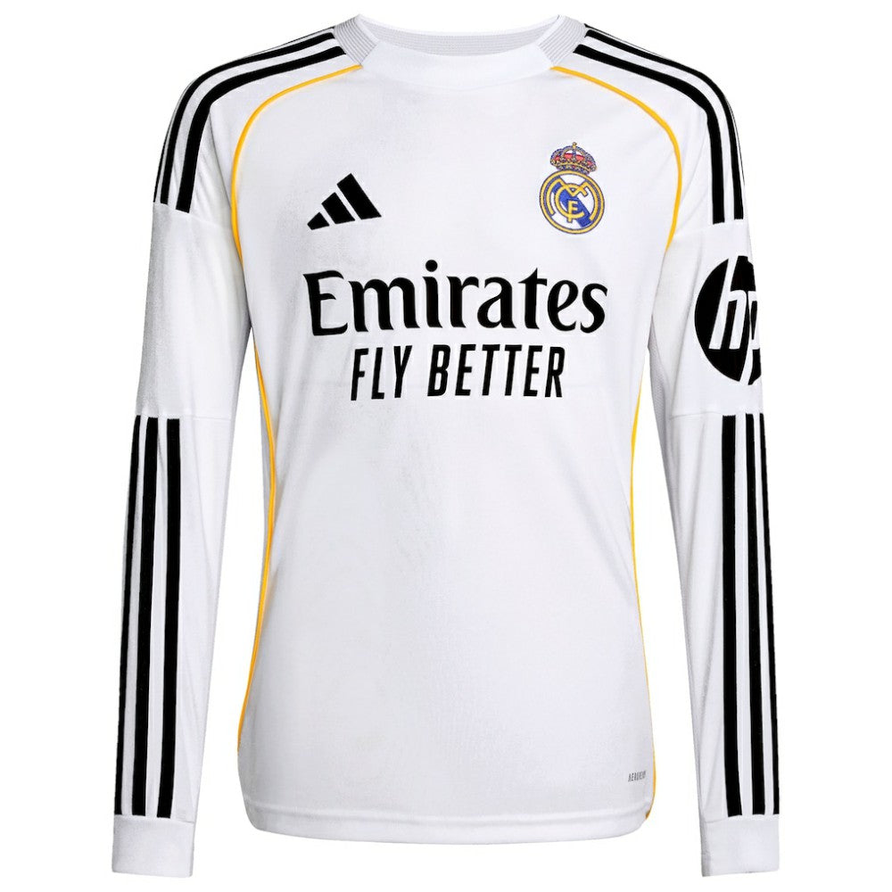 Real Madrid Youth 2025/26 Home Replica Long Sleeve Jersey