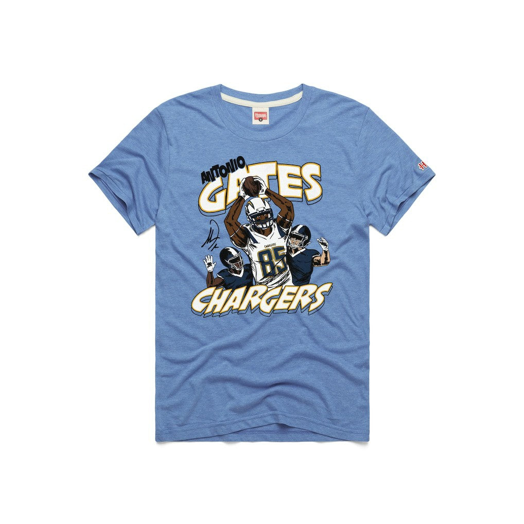Los Angeles Chargers Antonio Gates  Homage Unisex Caricature Retired Player Tri-Blend T-Shirt | NFL Sale