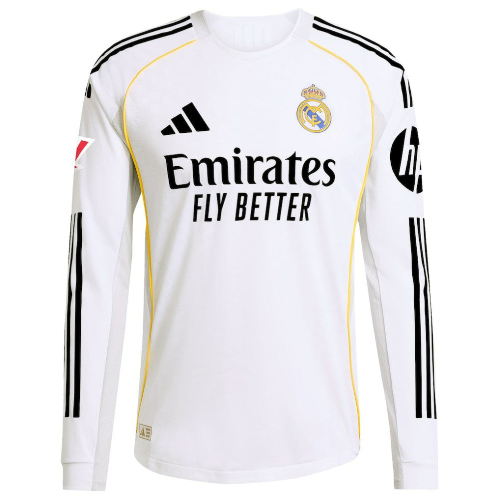 Real Madrid 2025/26 Home Long Sleeve Custom Jersey