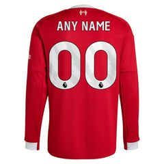 Liverpool 2025/26 Home Custom Replica Long Sleeve Jersey