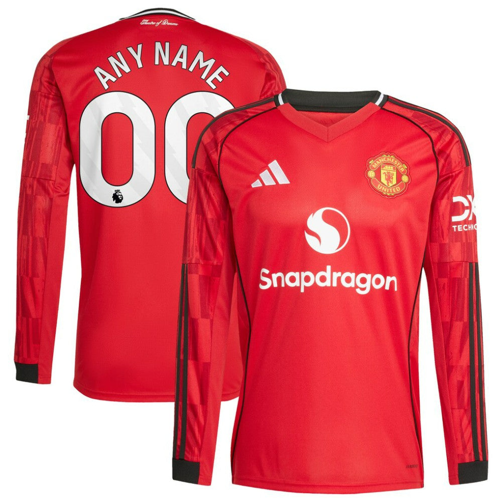 Manchester United Home 2025/26 Custom Replica Long Sleeve Jersey