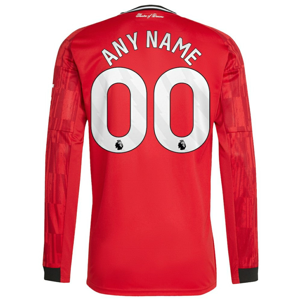 Manchester United Home 2025/26 Custom Replica Long Sleeve Jersey