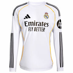 Real Madrid 2025/26 Home Replica Long Sleeve Custom Jersey