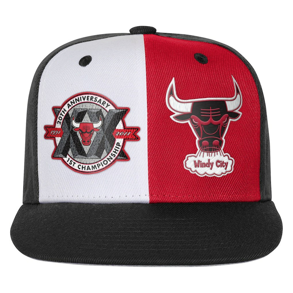Black Chicago Bulls Youth 20th Anniversary Duo Front Snapback Hat | NBA