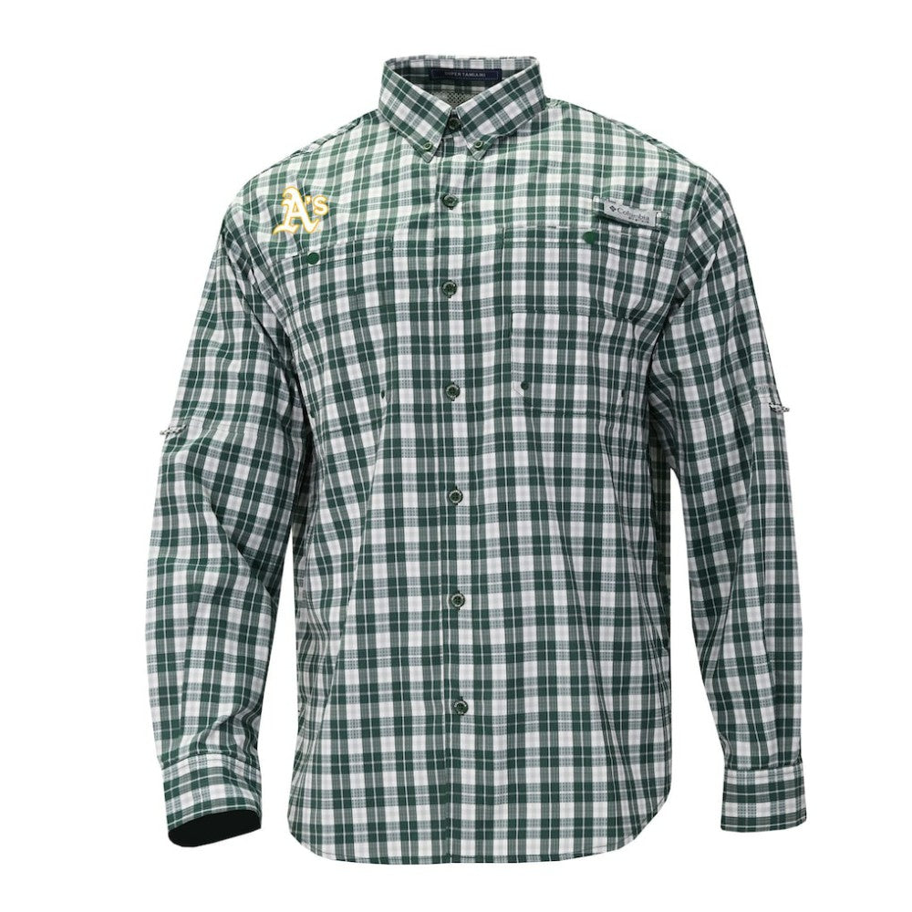 Athletics Columbia Super Tamiami Omni-Shade Long Sleeve Button-Down Shirt - MLB