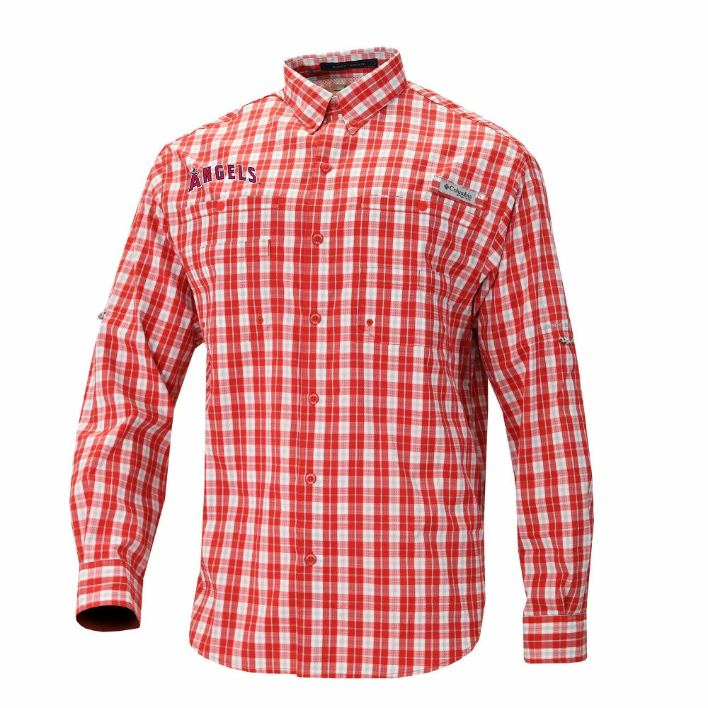 Los Angeles Angels Columbia Super Tamiami Omni-Shade Long Sleeve Button-Down Shirt - MLB