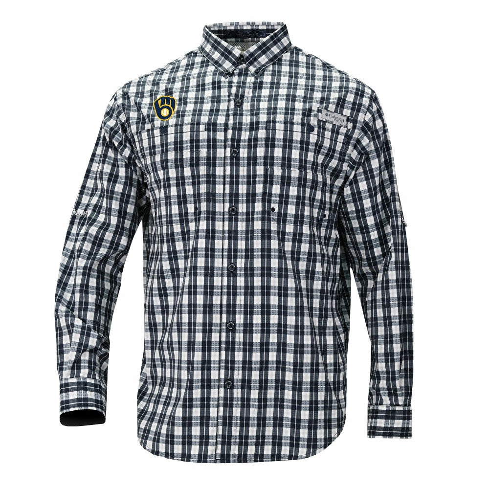 Milwaukee Brewers Columbia Super Tamiami Omni-Shade Long Sleeve Button-Down Shirt - MLB