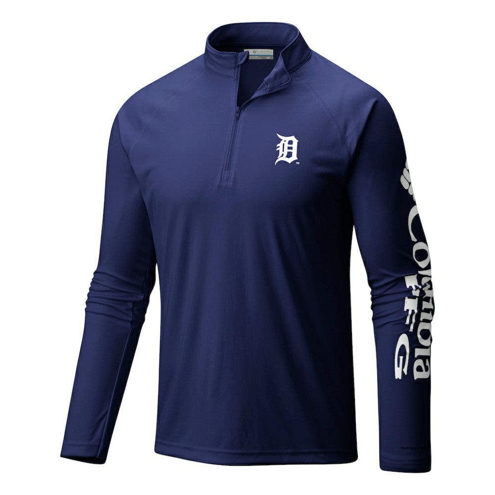 Detroit Tigers Columbia Terminal Tackle Omni-Wick Raglan Quarter-Zip Pullover - MLB Pullover