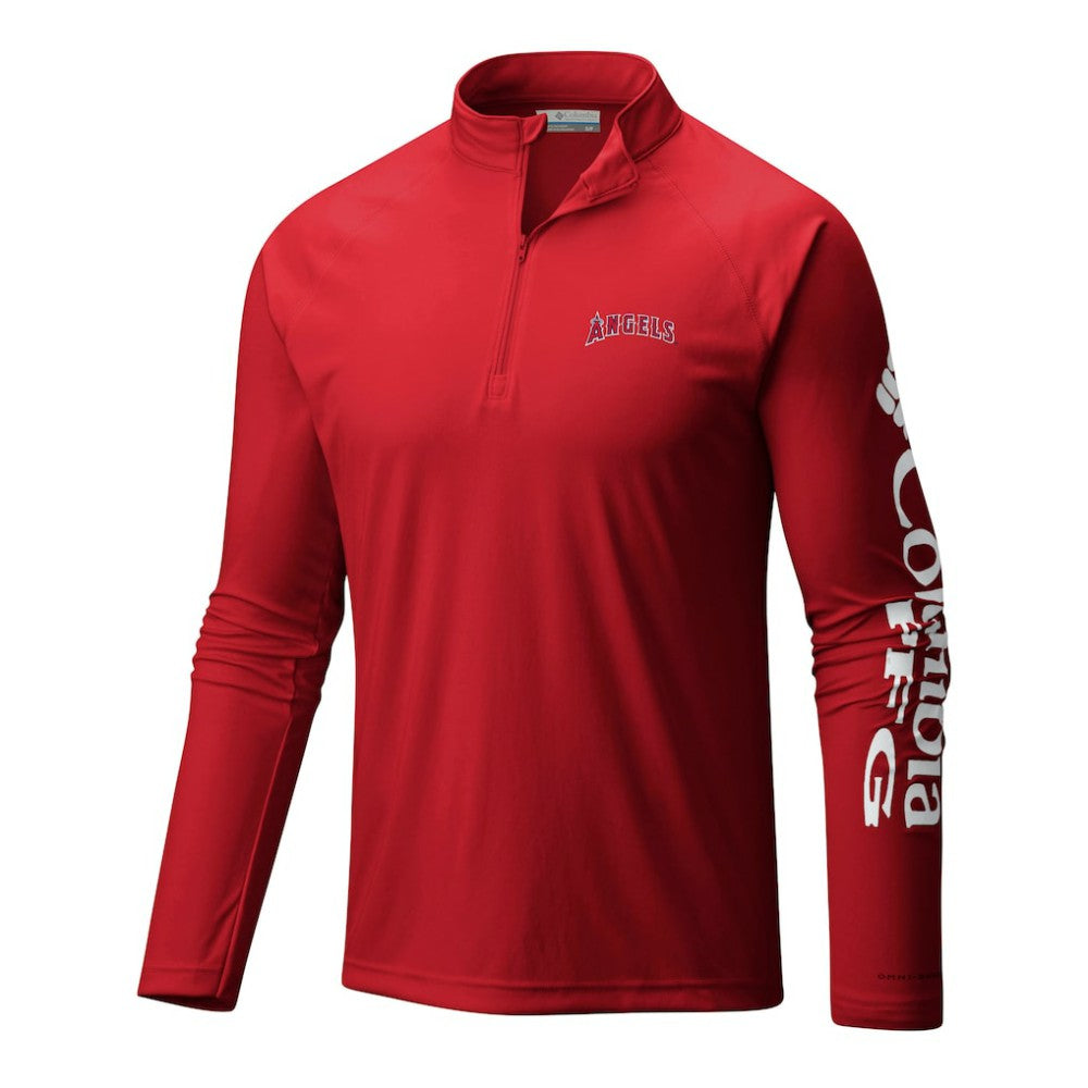 Los Angeles Angels Columbia Terminal Tackle Omni-Wick Raglan Quarter-Zip Pullover - MLB Pullover