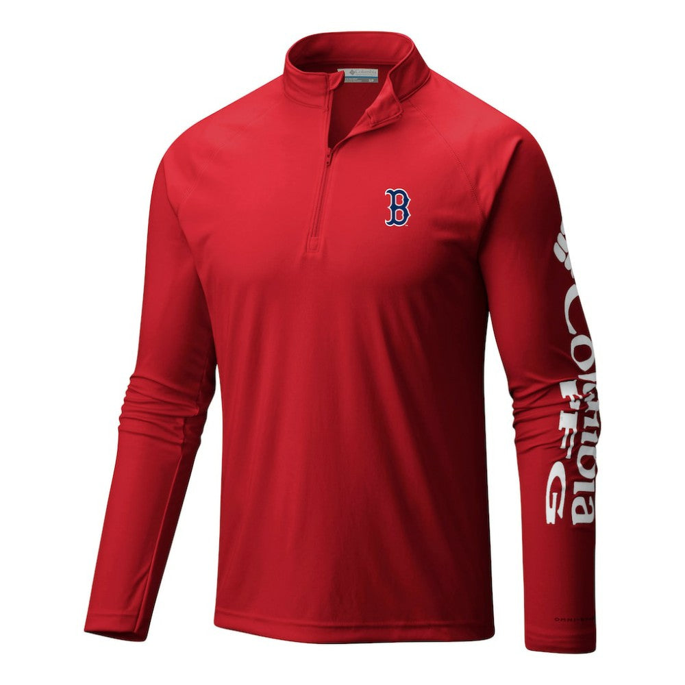 Boston Red Sox Columbia Terminal Tackle Omni-Wick Raglan Quarter-Zip Pullover - MLB Pullover