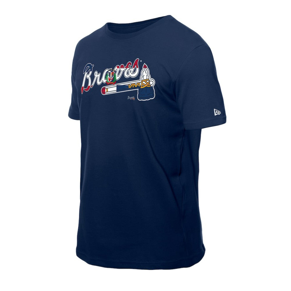 Atlanta Braves New Era Dominican Republic Flag Logo T-Shirt - MLB T-shirts