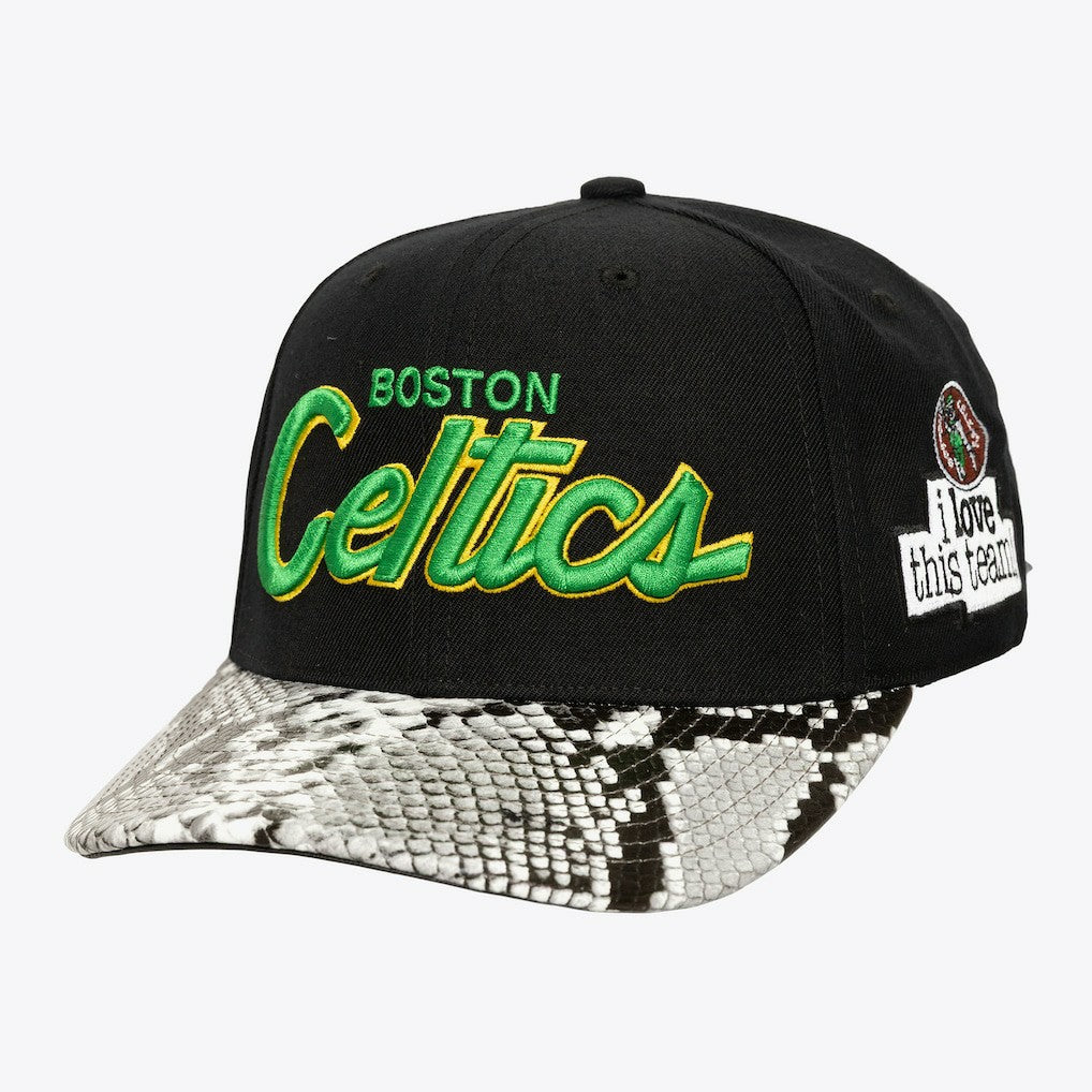 Black Boston Celtics x Just Don I Love This Team Snakeskin Strapback Hat | NBA