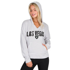 Las Vegas Raiders Concepts Sport Women's Liftoff Striped V-Neck Hoodie | NFL Sale