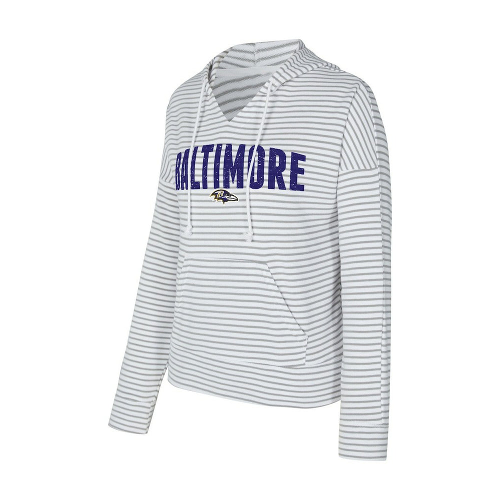 Baltimore Ravens Concepts Sport Women's Liftoff Striped V-Neck Hoodie | NFL Hot
