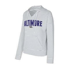 Baltimore Ravens Concepts Sport Women's Liftoff Striped V-Neck Hoodie | NFL Hot