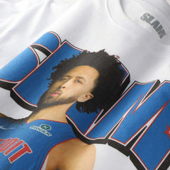 White Cade Cunningham Detroit Pistons SLAM Unisex April/May 2025 Cover Graphic T-Shirt sale | NBA