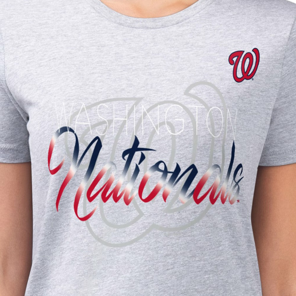 Washington Nationals G-III 4Her by Carl Banks Women's Super-Slim Fit Lightweight Shadow Logo Graphic T-Shirt - MLB T-shirts