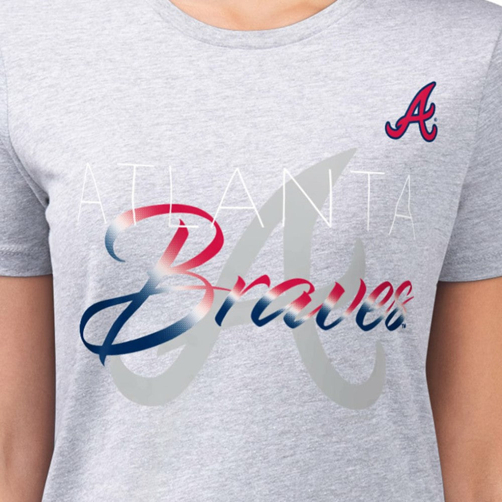 Atlanta Braves G-III 4Her by Carl Banks Women's Super-Slim Fit Lightweight Shadow Logo Graphic T-Shirt - MLB T-shirts