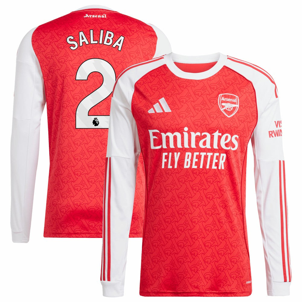 William Saliba Arsenal 2025/26 Home Replica Long Sleeve Player Jersey