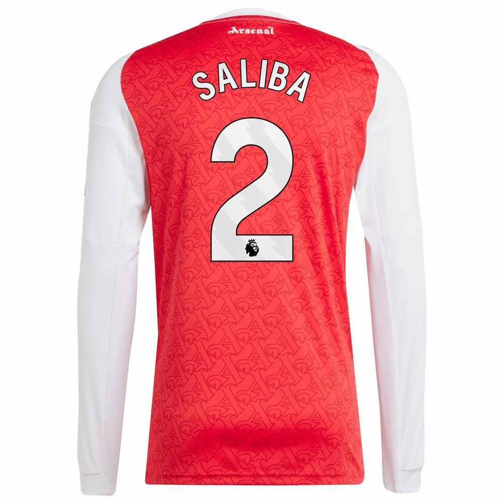 William Saliba Arsenal 2025/26 Home Replica Long Sleeve Player Jersey