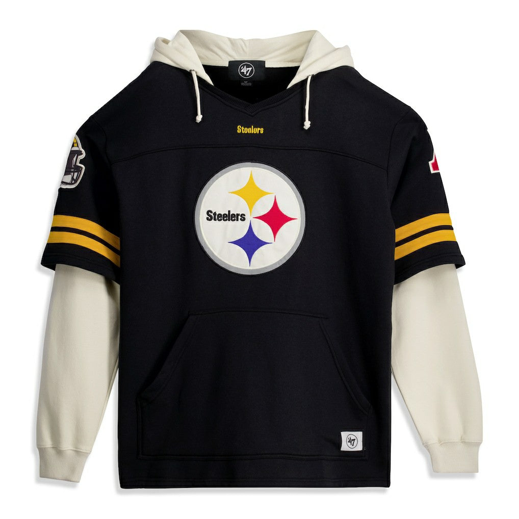 Pittsburgh Steelers '47 Big & Tall Split Zone Cornerback V-Neck Hoodie | NFL Discount