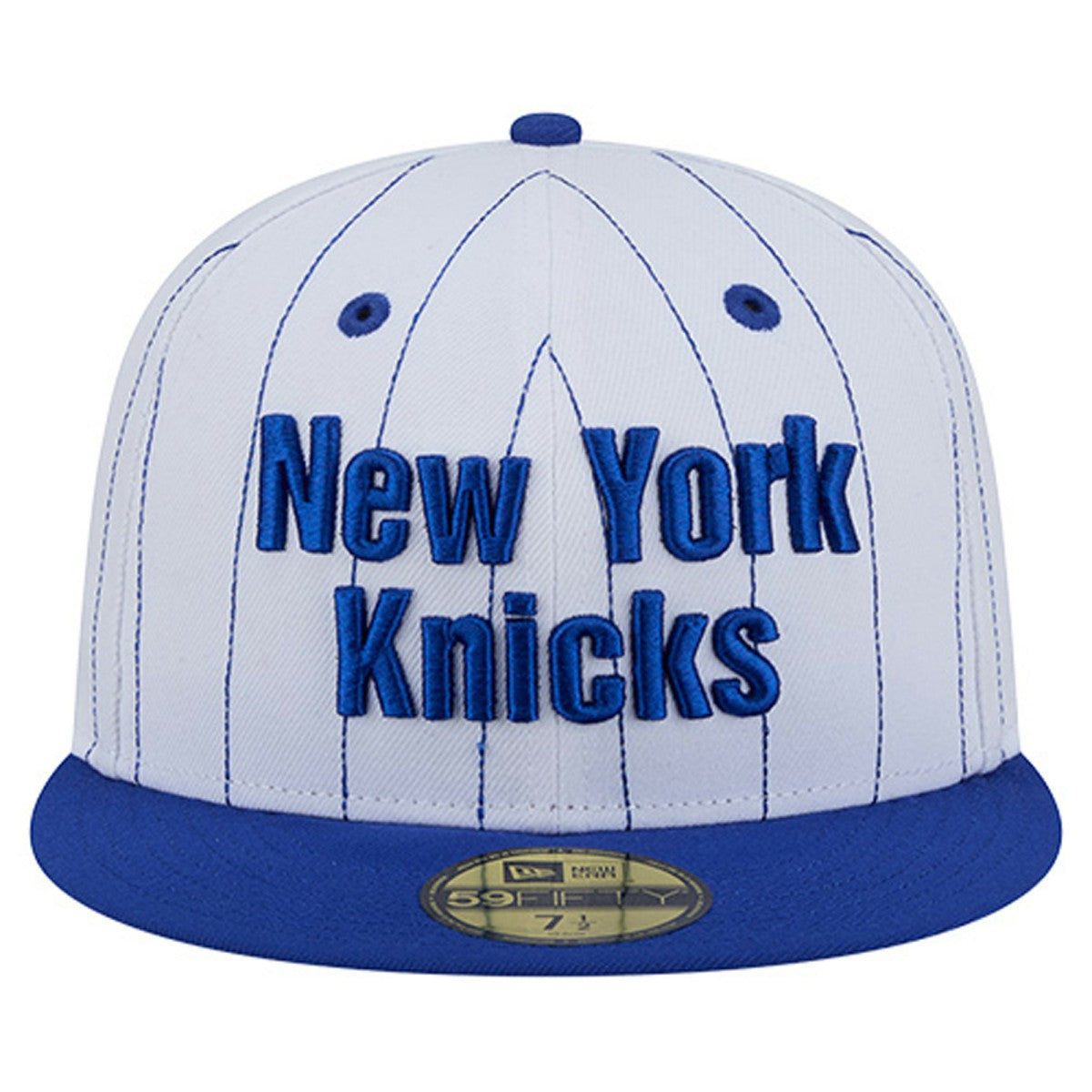 White New York Knicks Wordmark Pinstripe 59FIFTY Fitted Hat | NBA