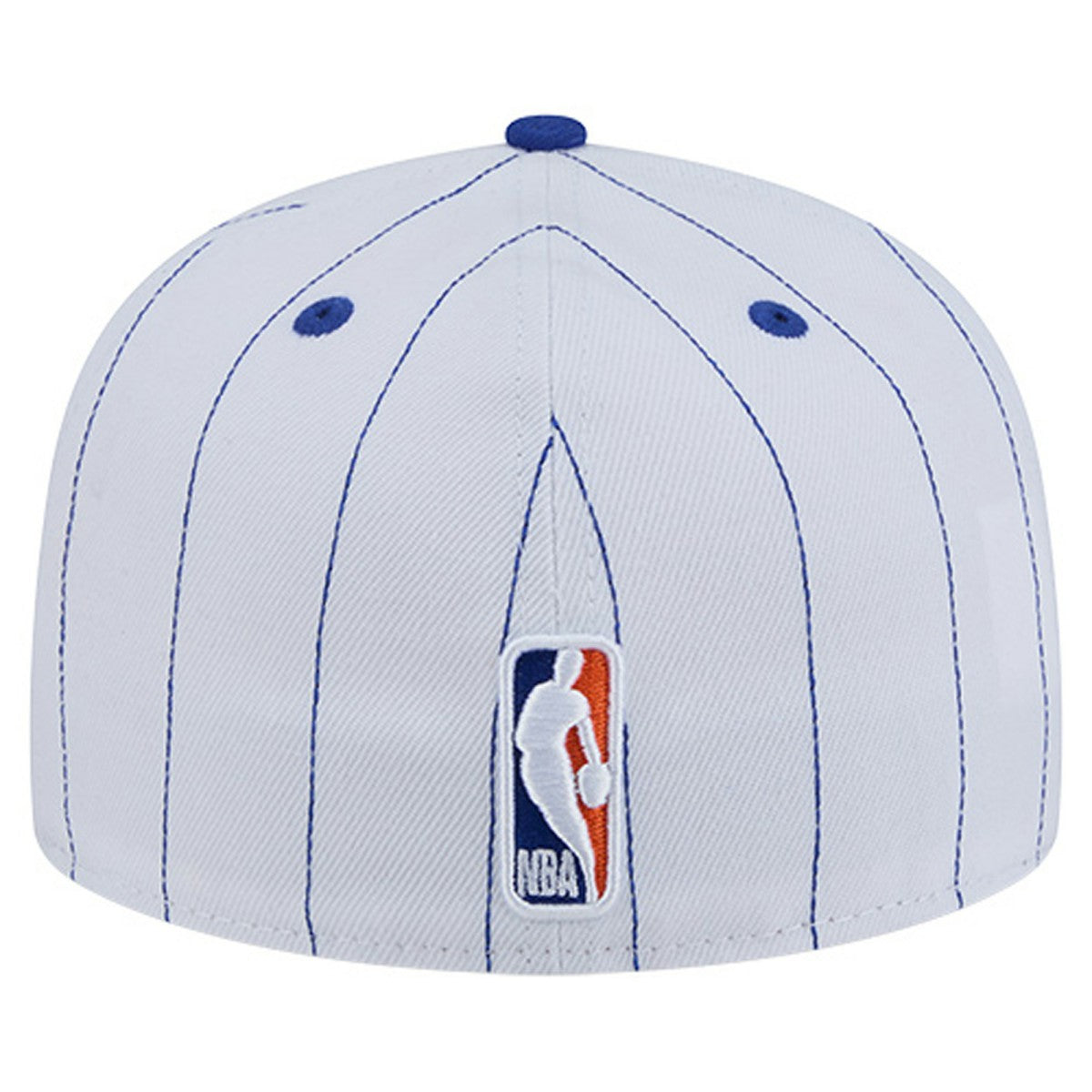 White New York Knicks Wordmark Pinstripe 59FIFTY Fitted Hat | NBA